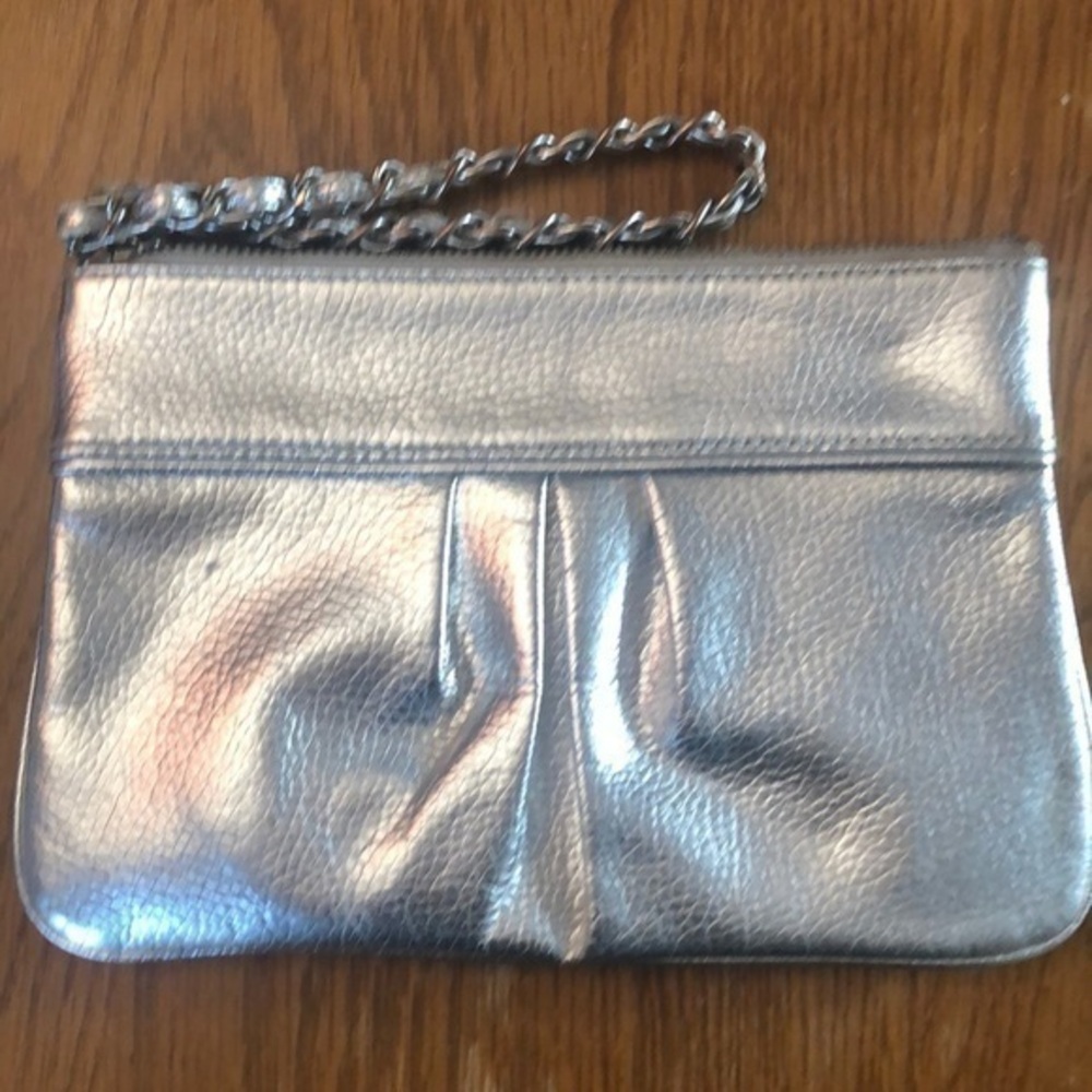 Express Silver Wristlet Clutch
